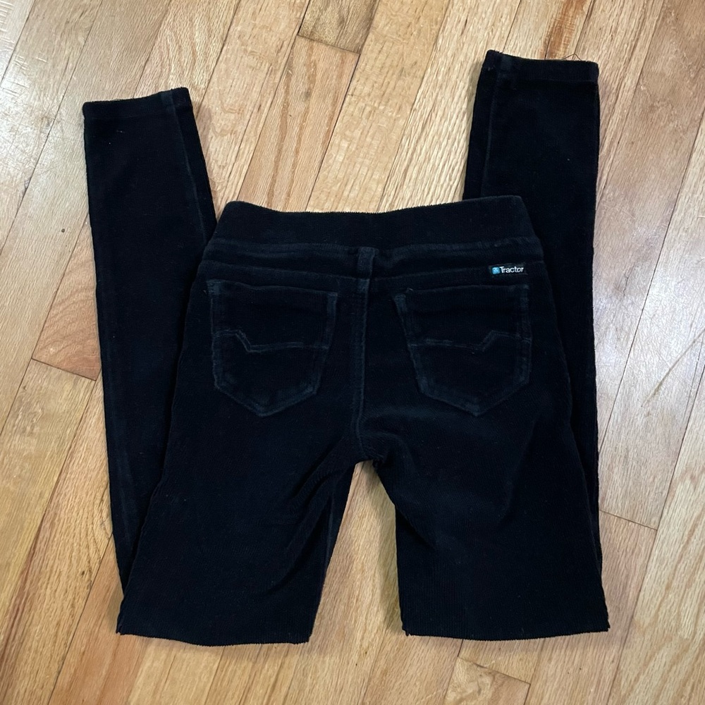 Girls Tractor corduroy leggings black size 8 EUC